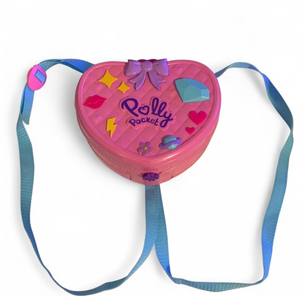 2019 Polly Pocket Tiny Is Mighty Theme Park Backpack Pink Heart Toys Inside  T89